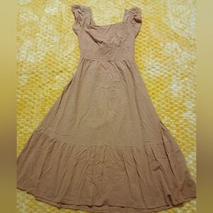 Cupshe Tan Pleated Sundress Maxi